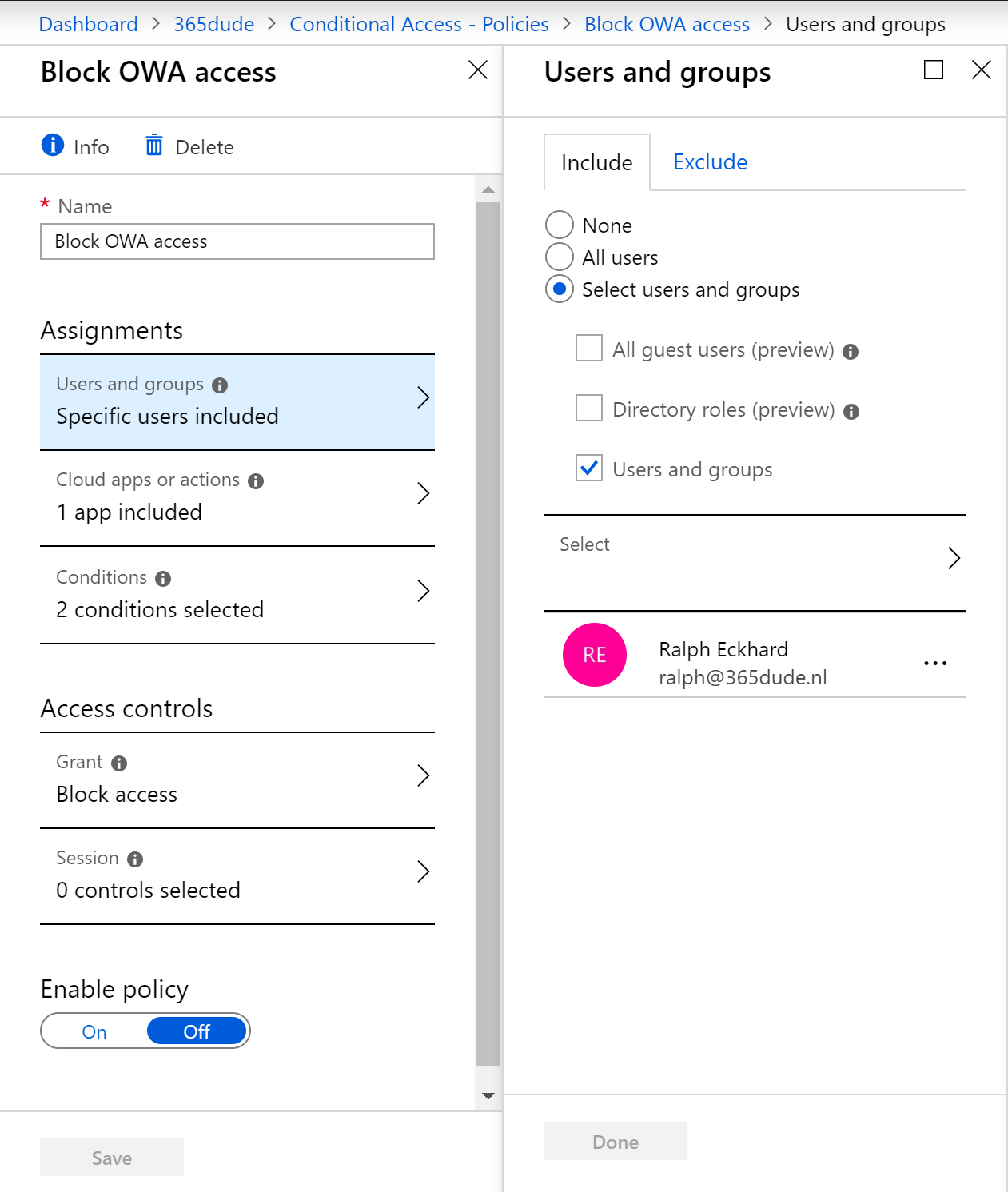 Block webmail access using conditional access – 365Dude